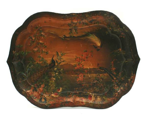 Appraisal: A chinoiserie decorated tole tray th century height in width