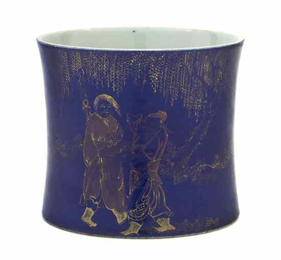 Appraisal: A Chinese Porcelain Brush Pot of waisted cylindrical form having