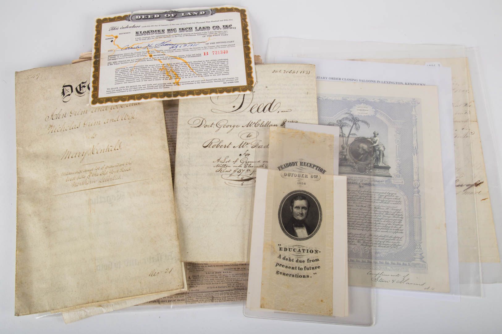 Appraisal: Assorted documents including land deeds Civil War letters newspaper and