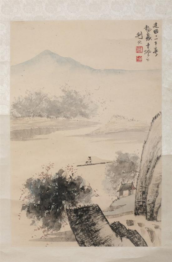 Appraisal: AFTER GAO JIANFU Chinese - RIVERSCAPE ink and color on