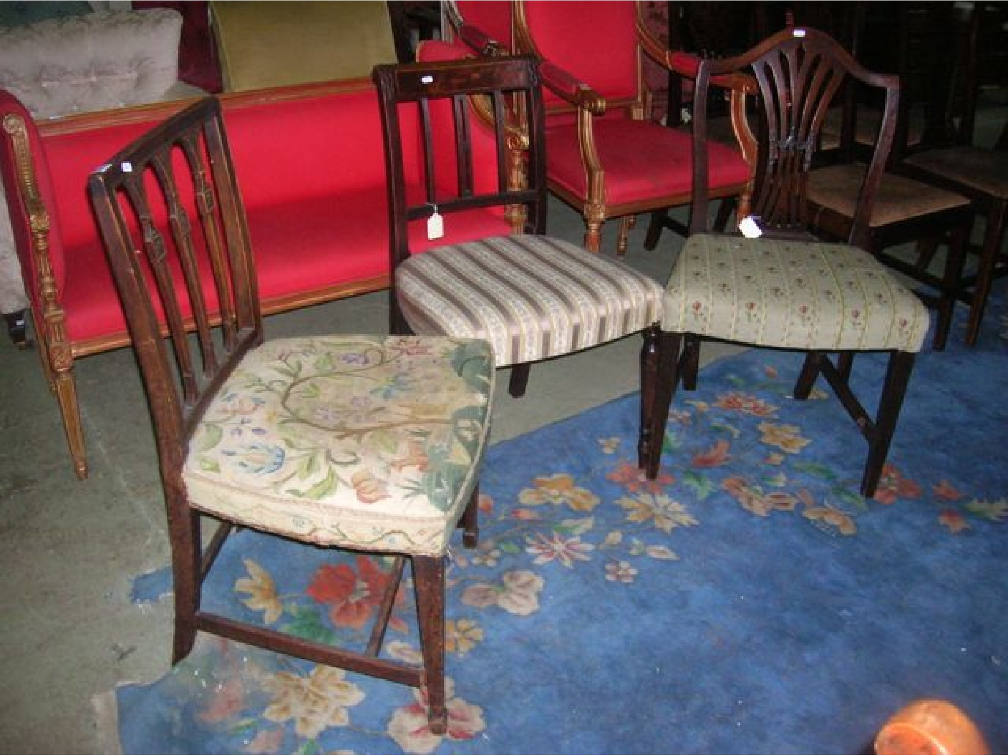 Appraisal: Three Georgian dining chairs of varying design one with generous