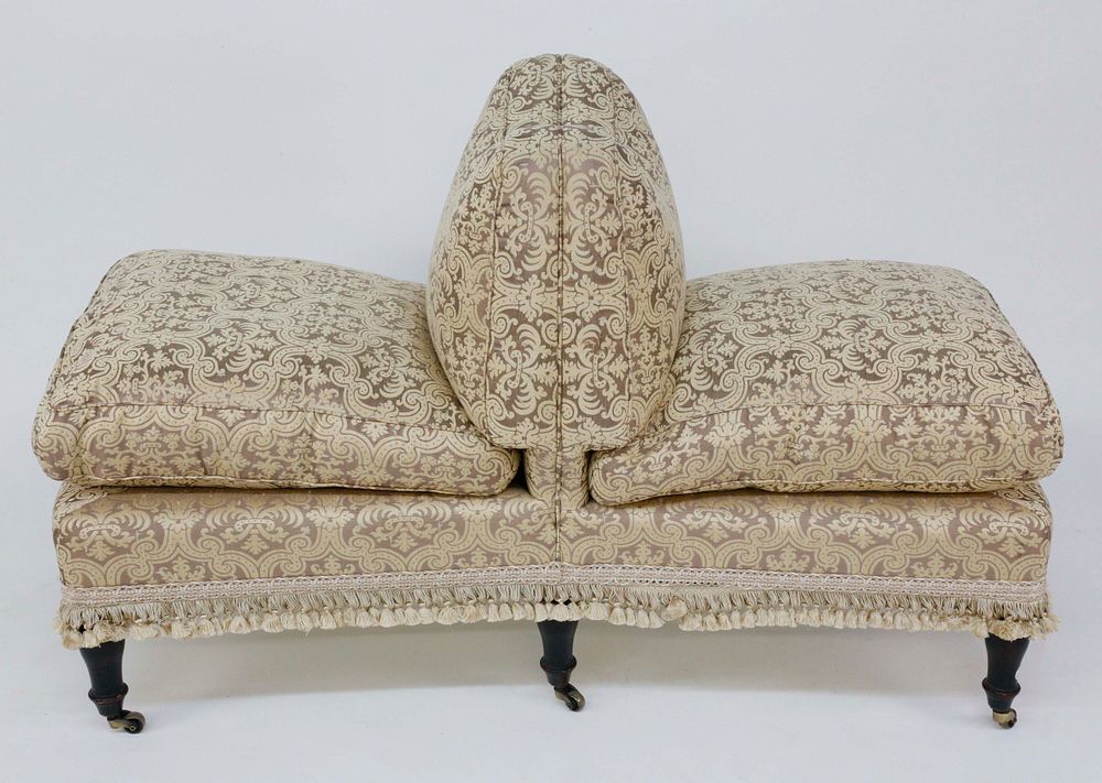 Appraisal: Scalamandre Finely Upholstered Tete-A-Tete Scalamandre Finely Upholstered Tete-A-Tete with down