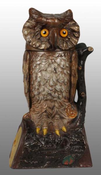 Appraisal: Cast Iron Owl Turns Head Mechanical Bank Description Manufactured by