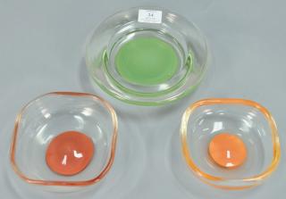 Appraisal: Three Venini Murano art glass bowls signed Venini Italia dia