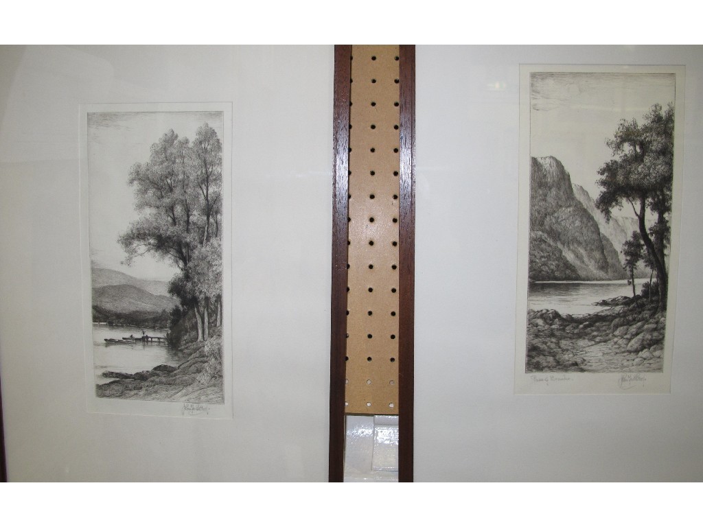 Appraisal: JOHN FULLWOOD Pair of drypoints 'Loch Awe' and 'Pass of