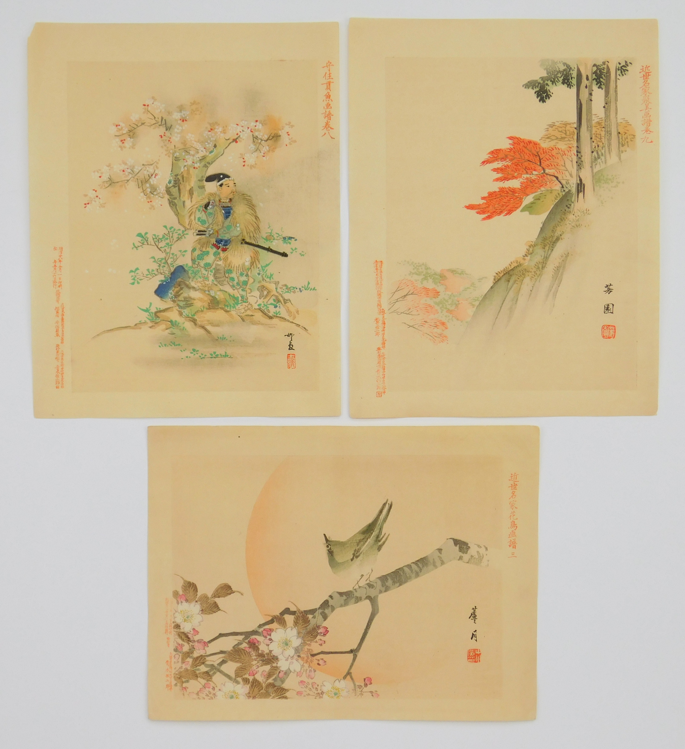 Appraisal: th c Japanese woodblocks in color After Maruyama Shijo School-