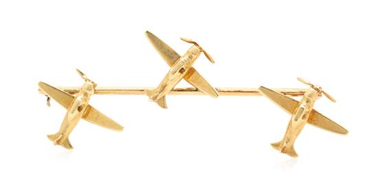 Appraisal: Sale Lot A Karat Yellow Gold Aviation Motif Bar Brooch