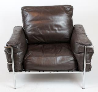 Appraisal: Le Corbusier Bauhaus chair with chrome frame Le Corbusier style