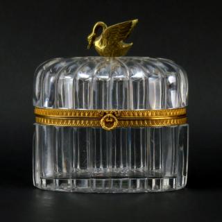 Appraisal: th Century French Crystal and Brass Dresser Box with Swan