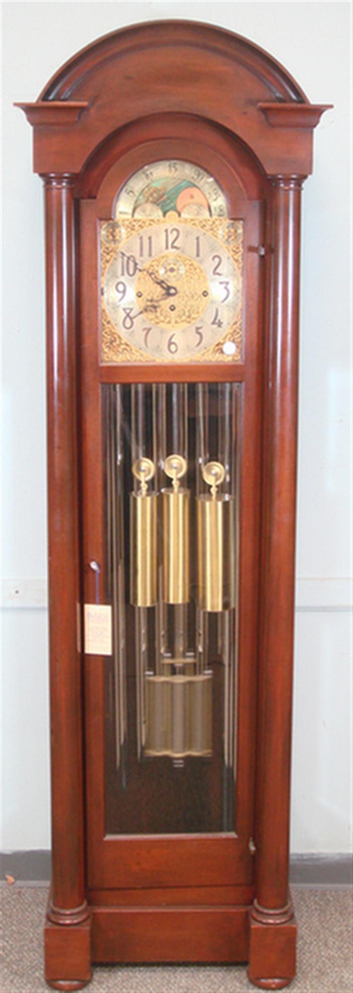 Appraisal: Herschedes tube mahogany hall clock domed top single door with