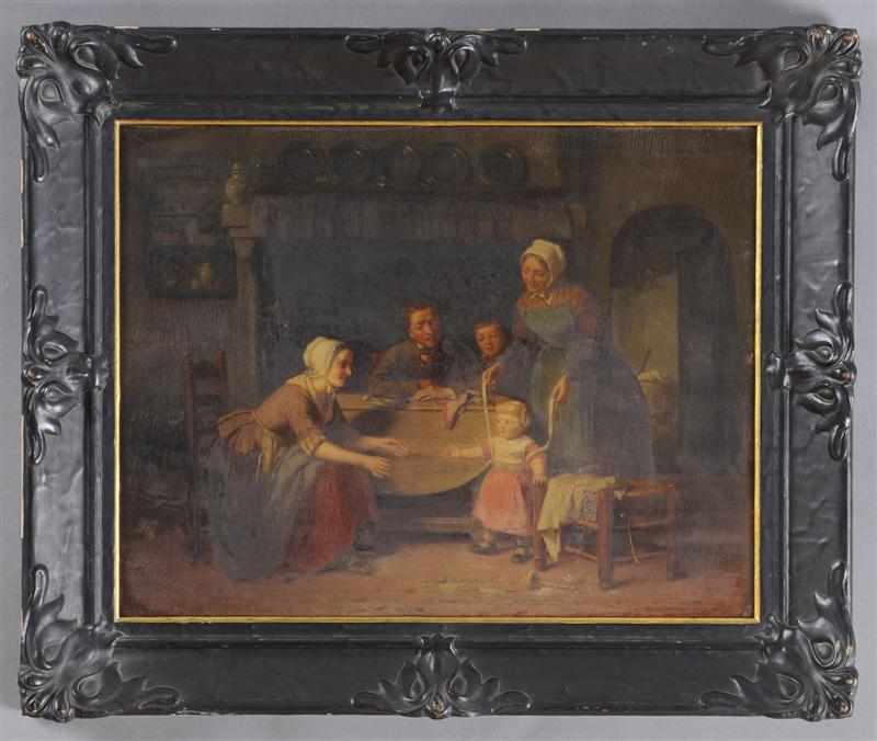 Appraisal: THEODORE BERNARD DE HEUVEL - FAMILY TIME - INTERIOR SCENE