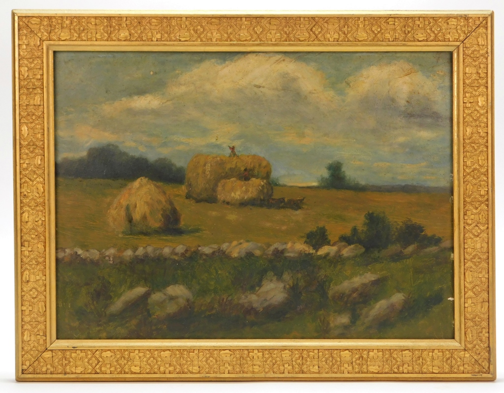 Appraisal: AMERICAN SCHOOL IMPRESSIONIST HAYSTACKS PAINTING United States Early th CenturyImpressionist