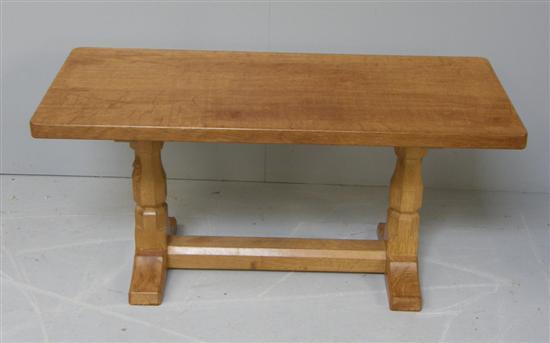 Appraisal: Mouseman oak rectangular coffee table on shaped octagonal supports splayed