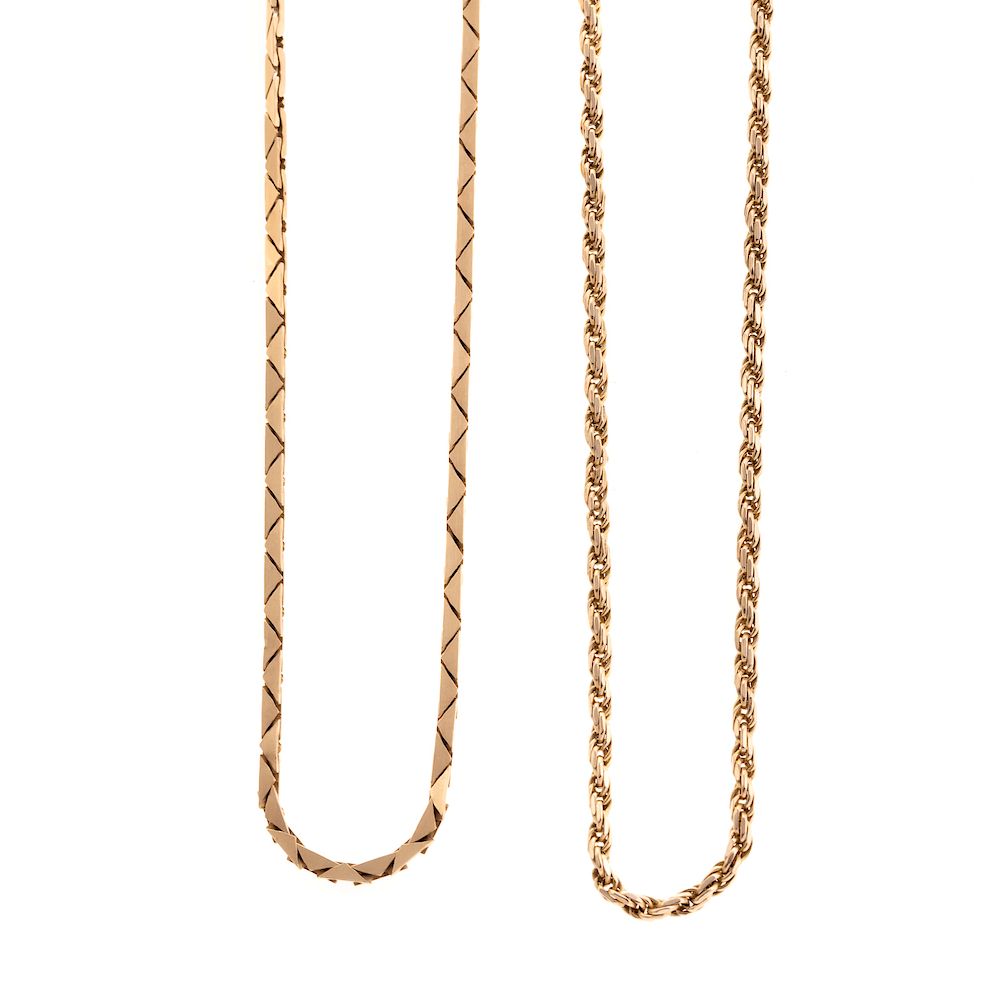 Appraisal: A Pair of Ladies Chains in K K yellow gold