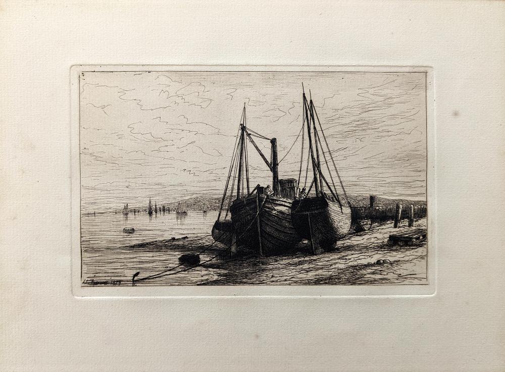 Appraisal: ANTIQUE ETCHING BY HENRY FARRER NEW YORK BAY The provenance