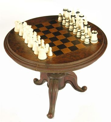 Appraisal: A Victorian miniature games table the burr walnut and parquetry