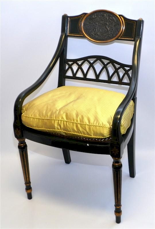 Appraisal: REGENCY STYLE DIRECTOIRE CHAIR LION UNICORN A Regency Style Directoire