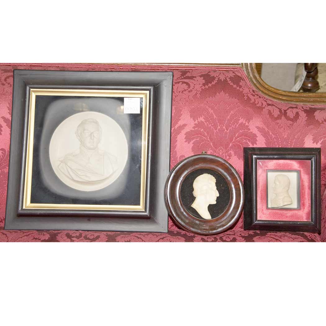 Appraisal: Group of Framed Portrait Plaques Approximately fourteen pieces