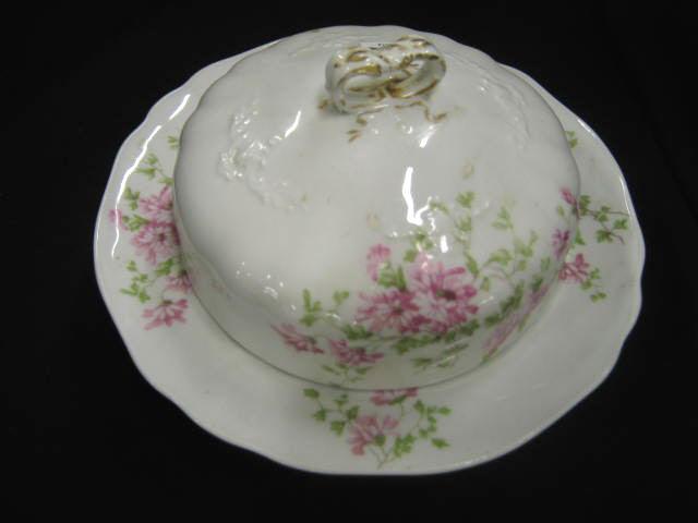 Appraisal: Limoges Porcelain Round Butter Dish floral