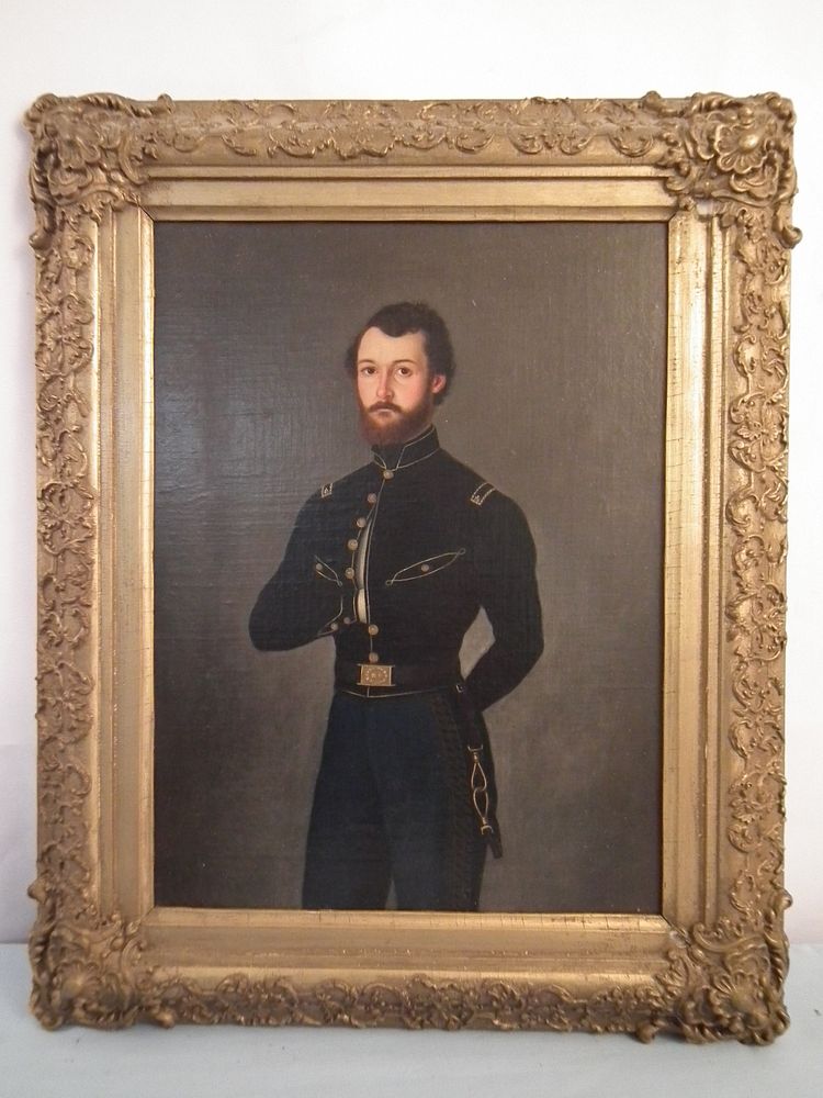 Appraisal: CIVIL WAR OFFICER PAINTING th century oil painting on canvasboard