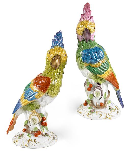 Appraisal: A pair of French porcelain models of parrots th century