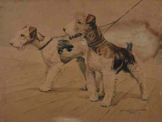 Appraisal: GEORGE SAFFORD WATERS American - PAIR OF FOX TERRIERS signed