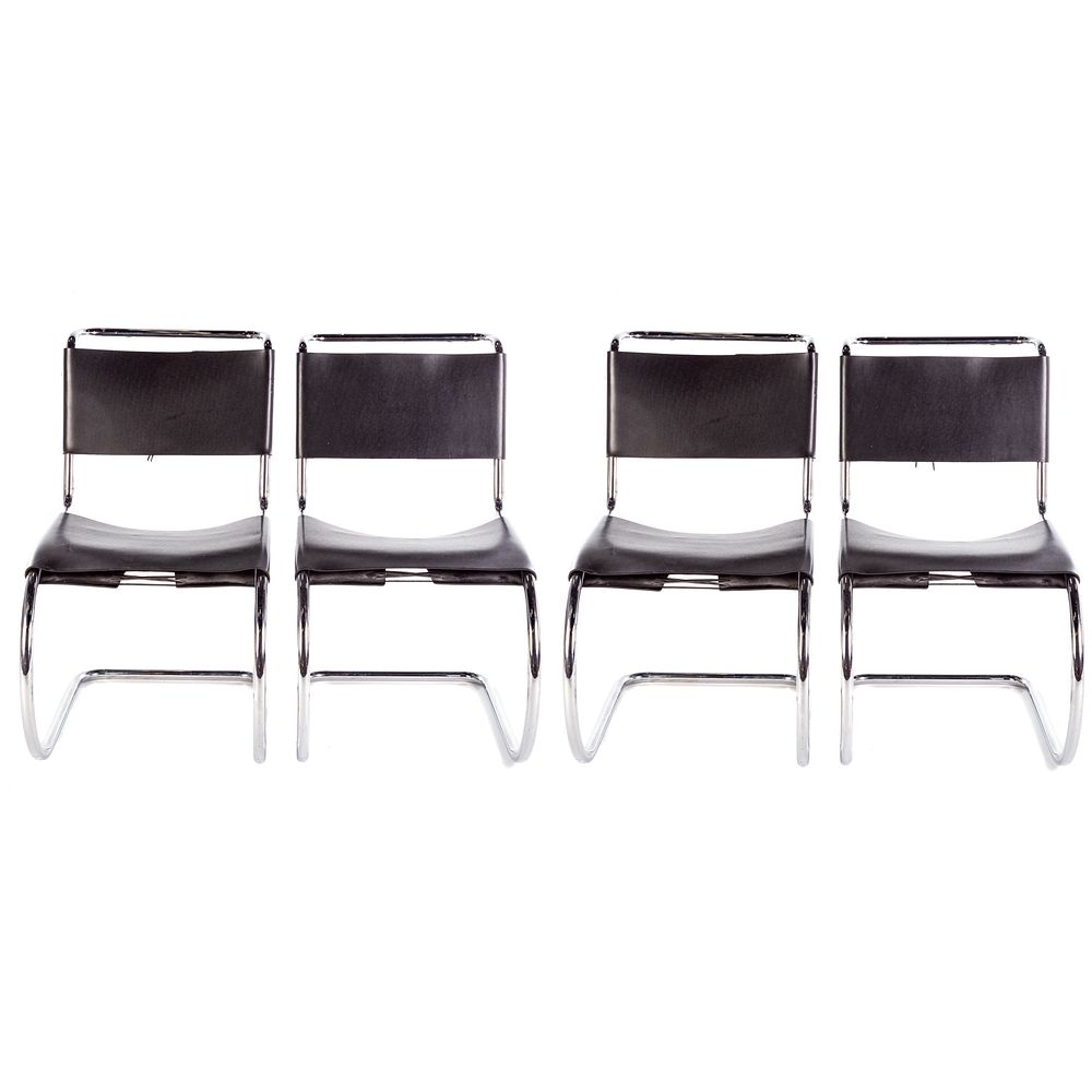 Appraisal: Mies Van Der Rohe MR Leather Chairs For Knoll Black