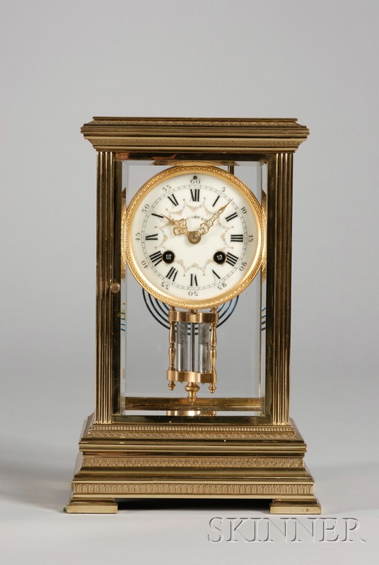 Appraisal: French Crystal Regulator Clock retailed by Tiffany Co brass and