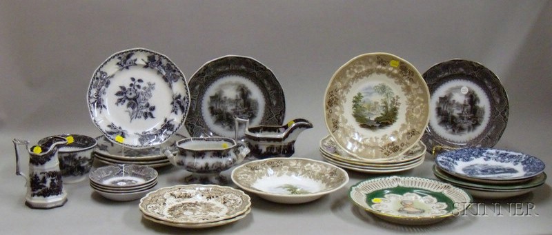 Appraisal: Twenty-four Assorted Decorated Ceramic Plates English brown and white transfer