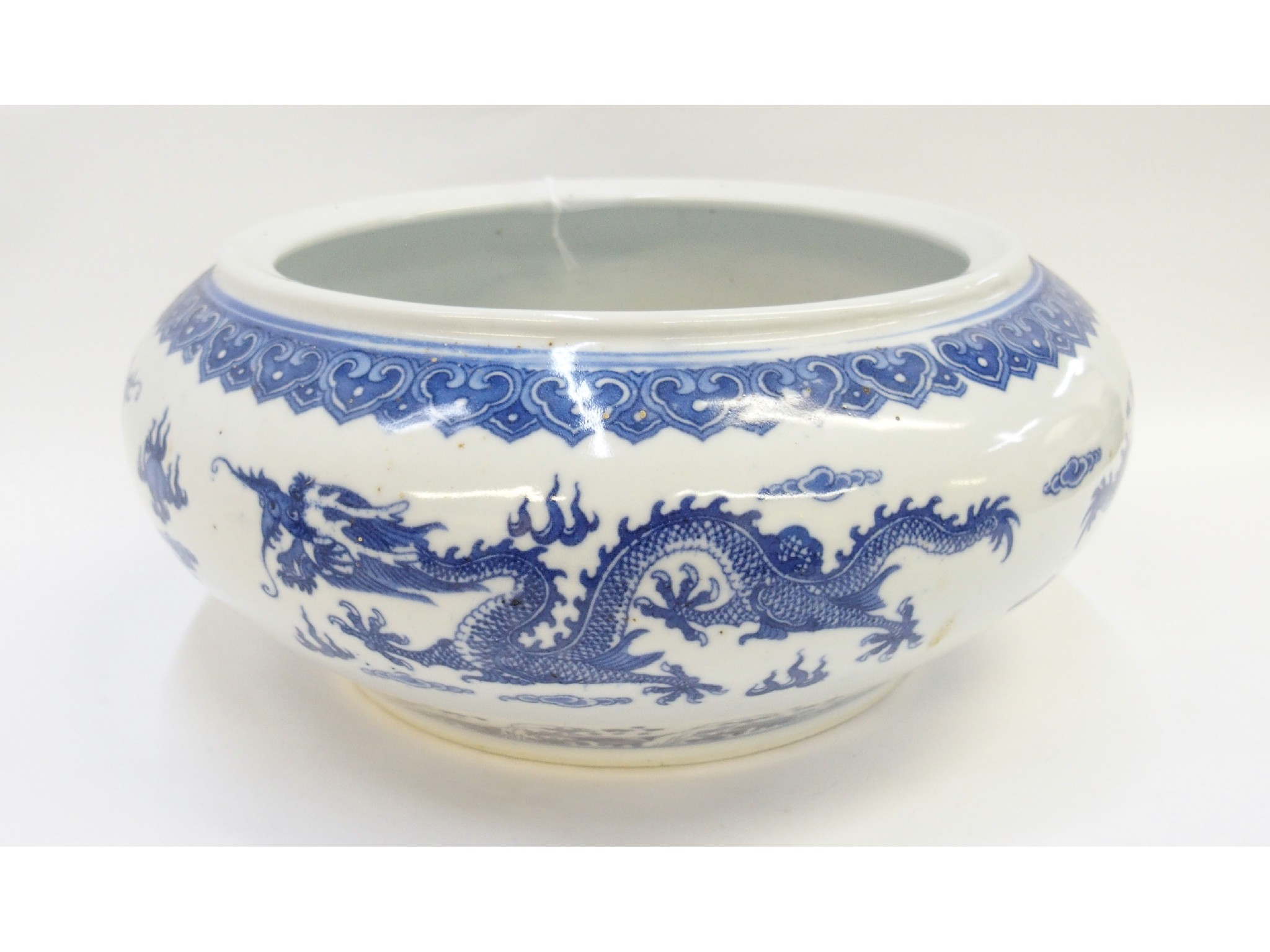 Appraisal: Chinese blue and white porcelain squat bulbous-form jardiniere