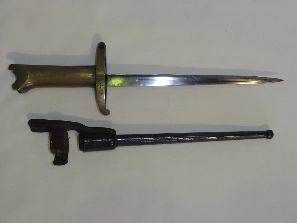 Appraisal: An original Pritchard-Greener revolver bayonet in scabbard with frogging and