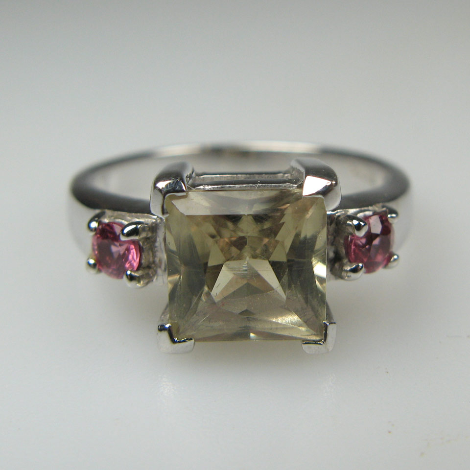 Appraisal: English k White Gold Ring set with a princess cut