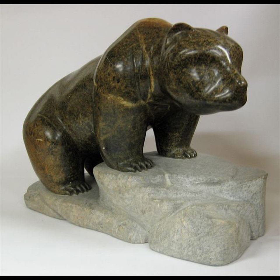 Appraisal: MICHAEL LORD TH CENTURY CANADIAN BEAR STONE CARVING MOUNTED TO