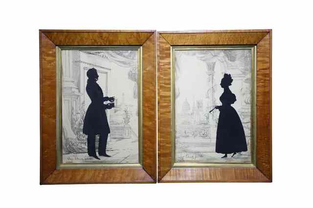 Appraisal: Augustus EdouartPORTRAITS OF A LADY AND A GENTLEMANfull length each