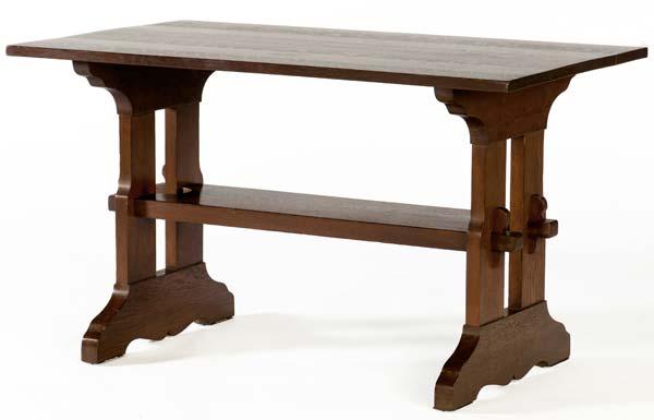 Appraisal: GUSTAV STICKLEY Trestle table no Unmarked x x