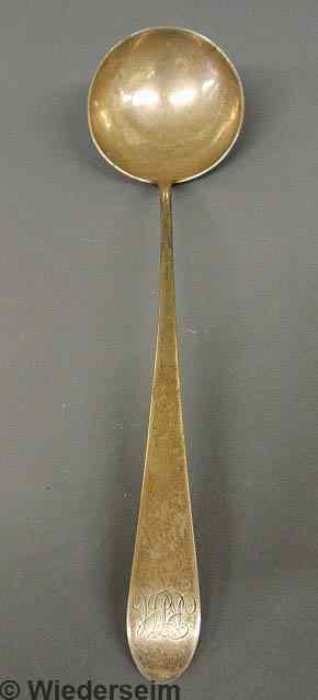 Appraisal: American coin silver ladle with maker's mark BS and monogrammed