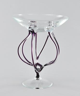 Appraisal: Unsigned Art Glass Centerpiece With a clear lens shape -