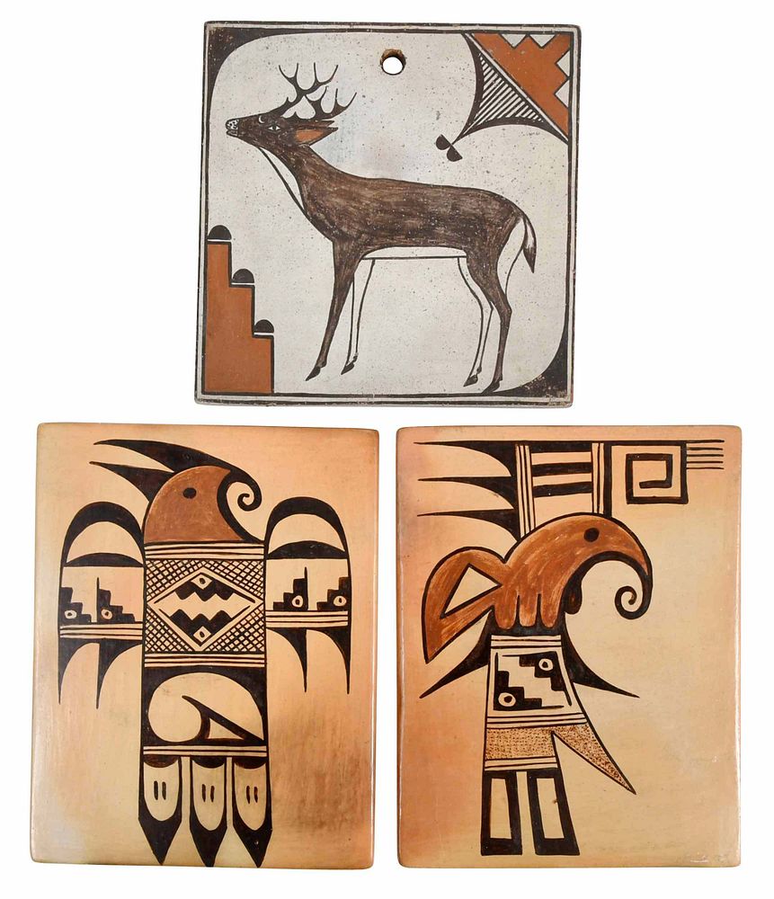 Appraisal: Signed Sadie Adams Hopi Tiles th century two by Sadie