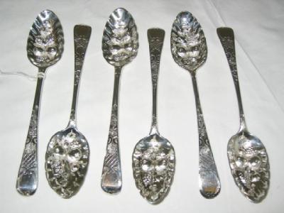 Appraisal: A MATCHED SET OF SIX SMALL BERRY SPOONS in Old