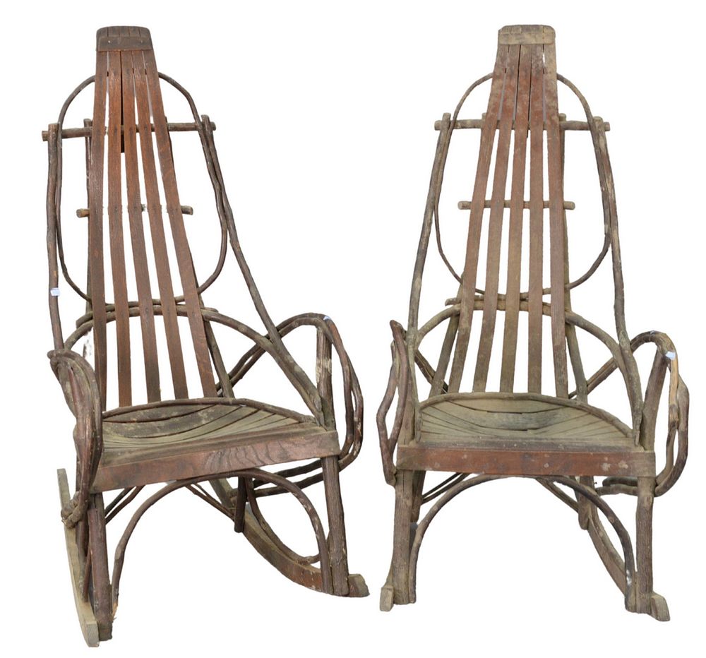 Appraisal: Pair of Adirondack Style Rocking Chairs height inches Pair of