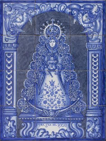 Appraisal: Spanish Azulejo blue and white tin-glazed earthenware twelve-tile retablo retablo