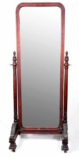 Appraisal: American Victorian carved walnut cheval mirror American Victorian carved walnut