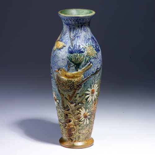 Appraisal: WELLER Glendale baluster vase embossed with birds flowers and butterflies