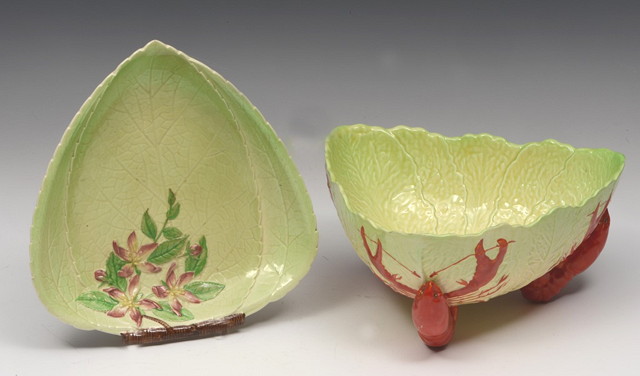 Appraisal: A CARLTONWARE SALAD LEAF BOWL on three bright red lobster