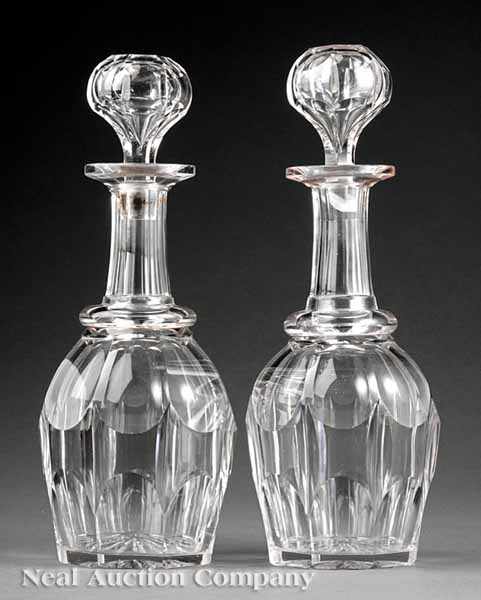 Appraisal: A Pair of Continental Crystal Decanters late th c faceted