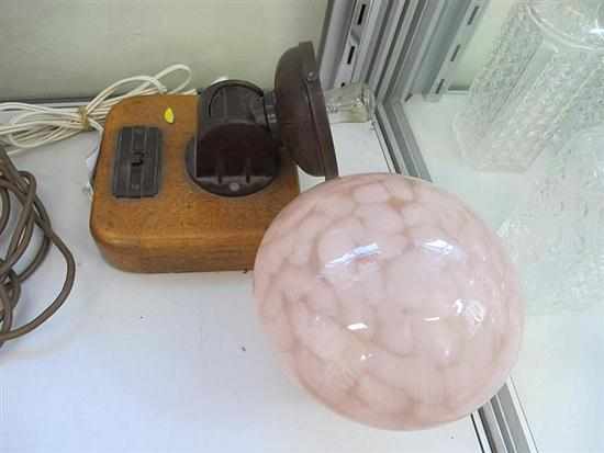 Appraisal: ART DECO BAKELITE AND MOTTLED GLASS LIGHT FITTING