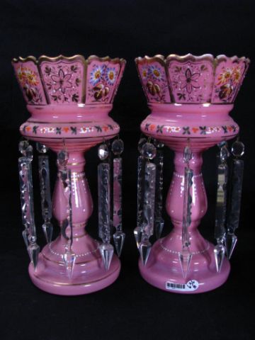 Appraisal: Pair of Cased Glass Lusters Victorian era inches tall with