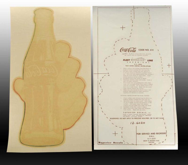 Appraisal: Lot of Unused s Coca-Cola Bottle Decals Description Manufactured by