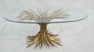 Appraisal: Italian Gilt Metal Wheat Sheath Coffee Table Bev Italian Gilt