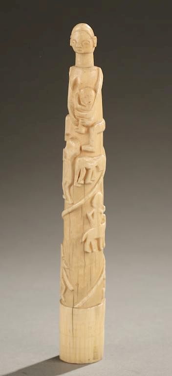 Appraisal: Loango carvved ivory sculpture th th c An ivory carved